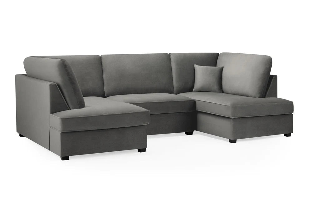 Clarendon Plush Grey U - Shape Corner Sofa with Ottoman – 6 Seater - Luminex FurnitureSofascarnaby_plush_grey_ushape