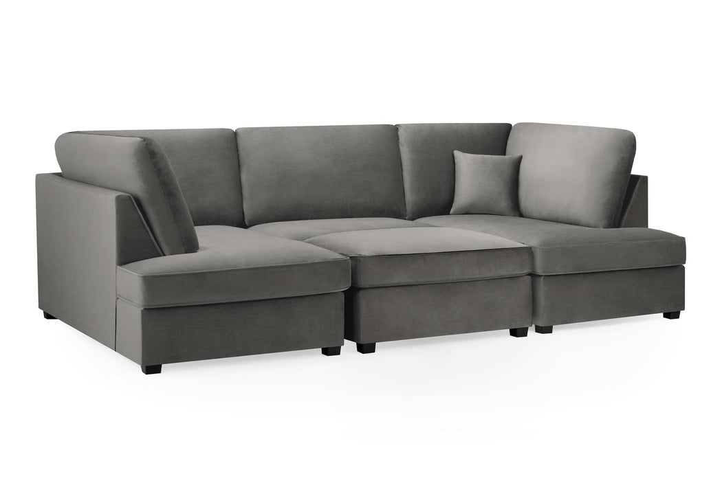 Clarendon Plush Grey U - Shape Corner Sofa with Ottoman – 6 Seater - Luminex FurnitureSofascarnaby_plush_grey_ushape
