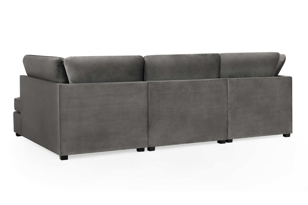 Clarendon Plush Grey U - Shape Corner Sofa with Ottoman – 6 Seater - Luminex FurnitureSofascarnaby_plush_grey_ushape