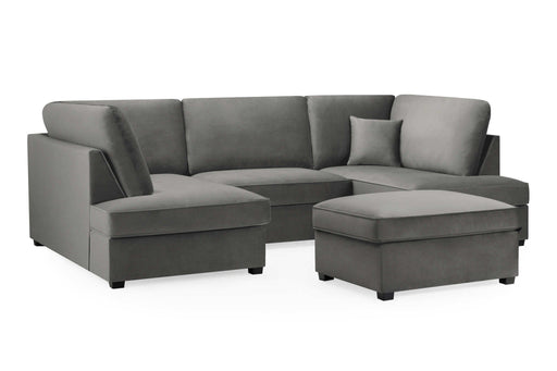 Clarendon Plush Grey U - Shape Corner Sofa with Ottoman – 6 Seater - Luminex FurnitureSofascarnaby_plush_grey_ushape