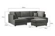 Clarendon Plush Grey U - Shape Corner Sofa with Ottoman – 6 Seater - Luminex FurnitureSofascarnaby_plush_grey_ushape