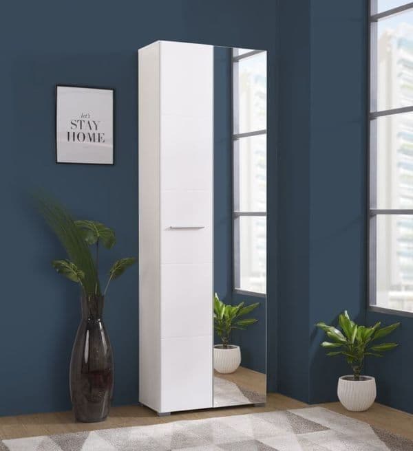 Clarion Gloss White Mirrored Narrow Wardrobe - Luminex FurnitureWardrobe3050