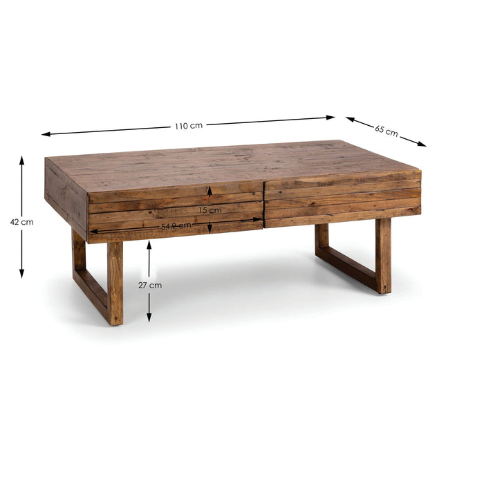 Clarissa 2 Drawer Coffee Table - Reclaimed Wood - Luminex FurnitureCoffee TableWOB011