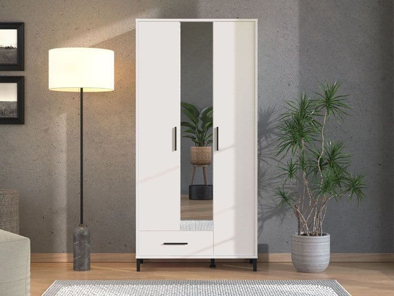 Clarivo White 3 - Door Slim Hallway Mirrored Wardrobe - Luminex FurnitureWardrobe3456