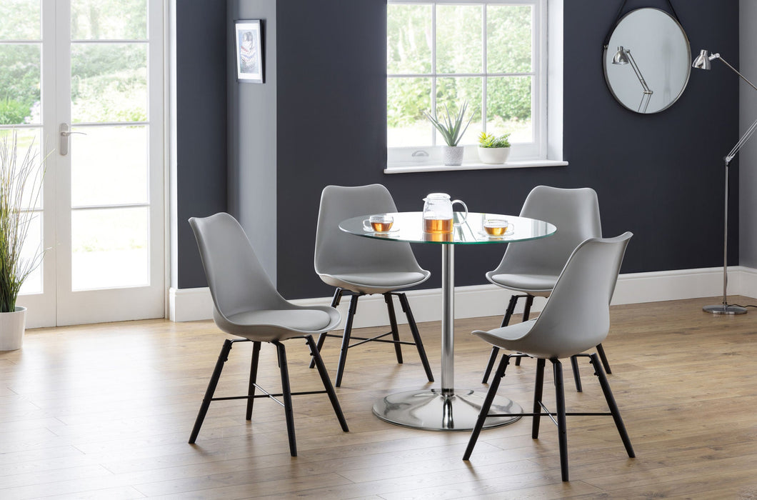 Colette Chrome & Glass Pedestal Table - Luminex FurnitureDining TableKUD001