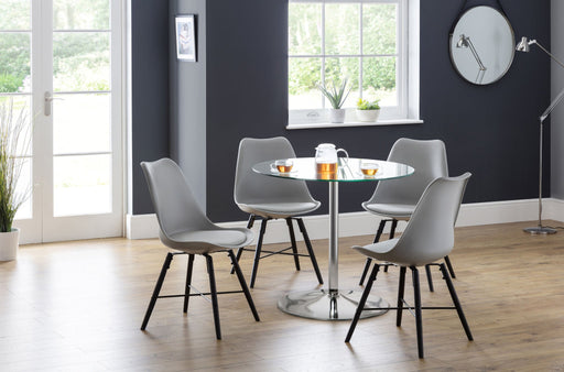 Colette Chrome & Glass Pedestal Table - Luminex FurnitureDining TableKUD001