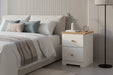 Colorado Soft White and Oak Effect Petite 2 Drawer Bedside Table - Luminex FurnitureBedside TableCL509