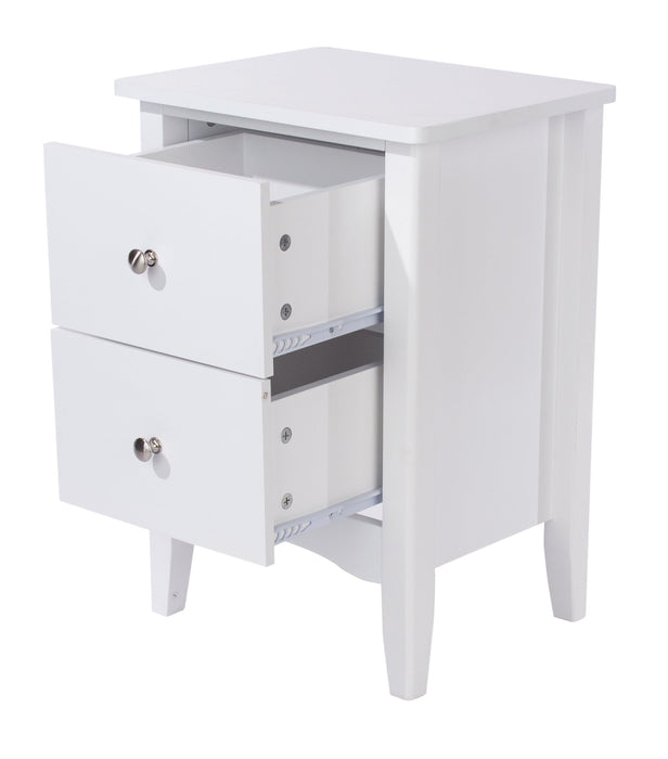 Como White Bedside Table 2 Drawer Cabinet - LuminexFurnitureBedside TableCMW510