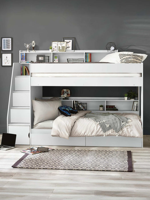 Coral Staircase Bunk All White - Luminex FurnitureBunk BedCAM810