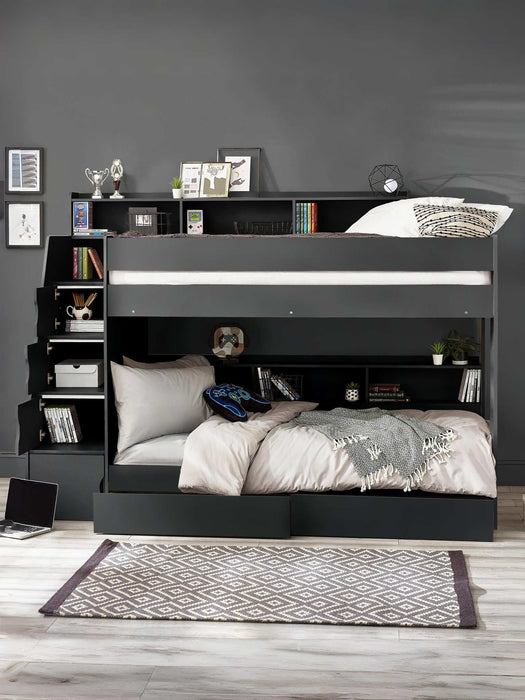 Coral Staircase Bunk Anthracite – Kids’ Bunk Bed with Storage - Luminex FurnitureBunk BedCAM811
