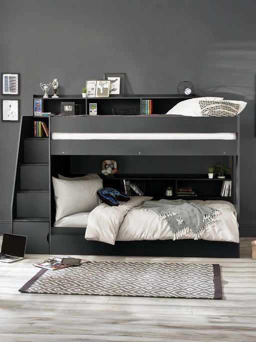 Coral Staircase Bunk Anthracite – Kids’ Bunk Bed with Storage - Luminex FurnitureBunk BedCAM811