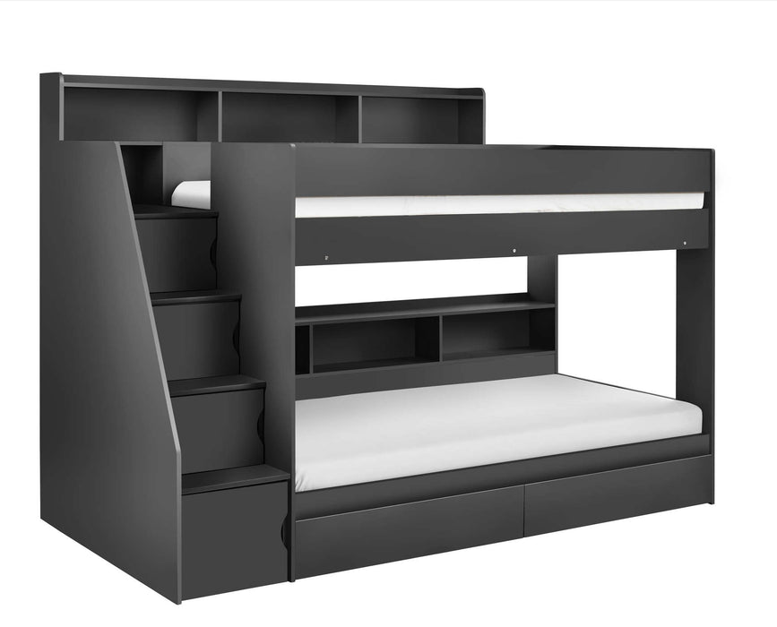 Coral Staircase Bunk Anthracite – Kids’ Bunk Bed with Storage - Luminex FurnitureBunk BedCAM811