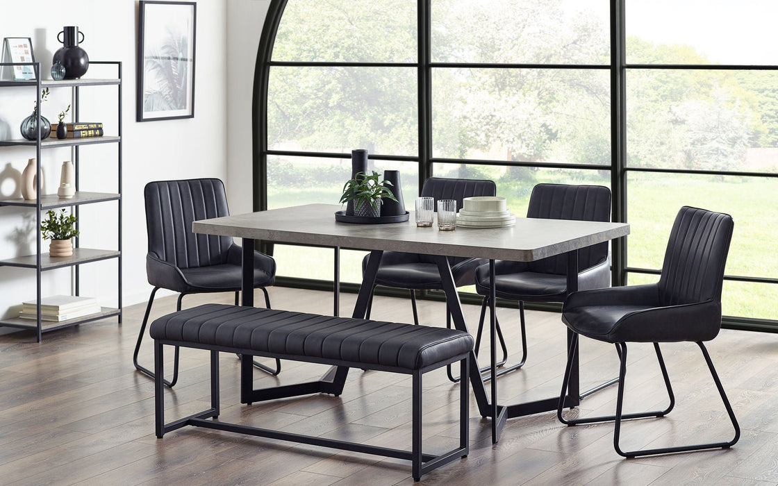 Coralie Concrete Effect Dining Table with Whitley Bench & 4 Chairs - Luminex FurnitureDining SetMIL070