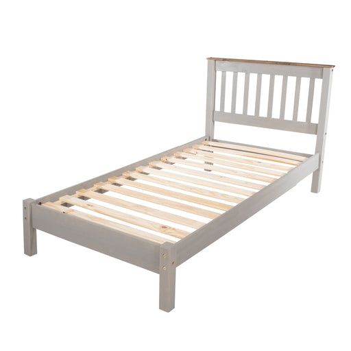 Corona 3'0" Slatted Low end Bedstead - Grey Wax - LuminexFurnitureBedCRG300LE