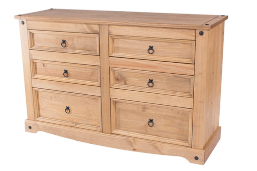 Corona 3+3 Drawer Wide Chest – Antique Waxed Pine - LuminexFurnitureChest of DrawersCR513