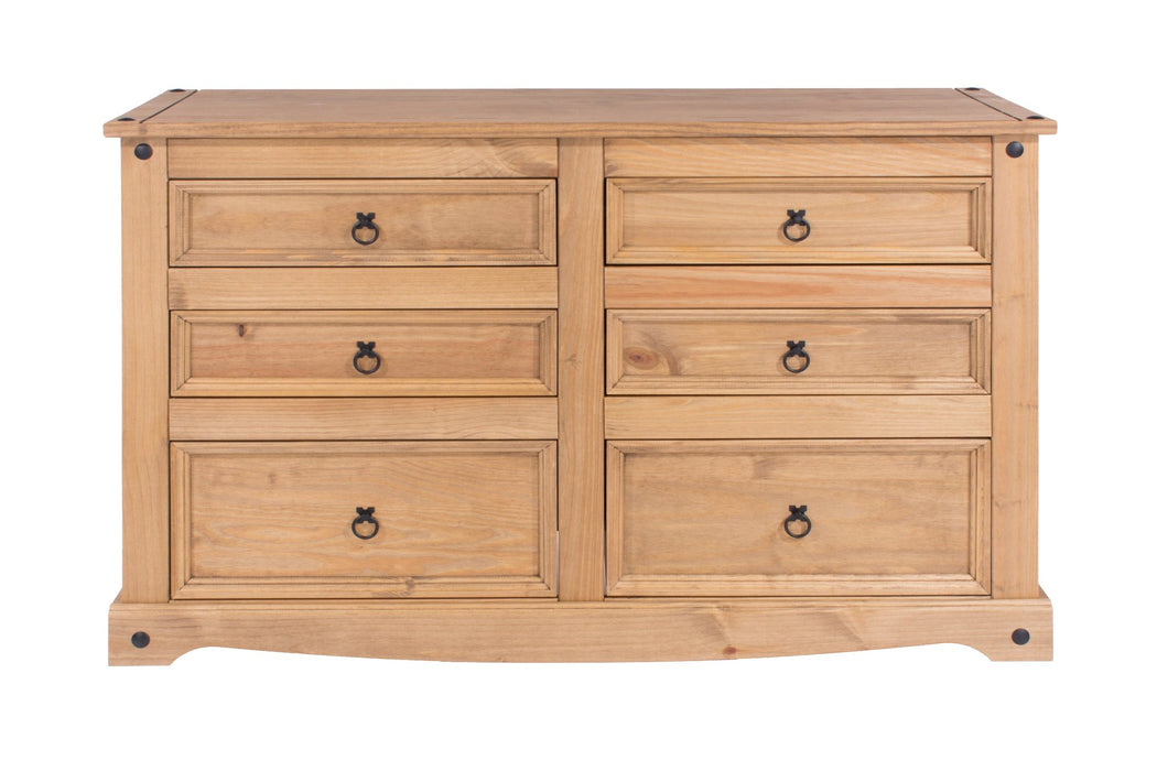 Corona 3+3 Drawer Wide Chest – Antique Waxed Pine - LuminexFurnitureChest of DrawersCR513