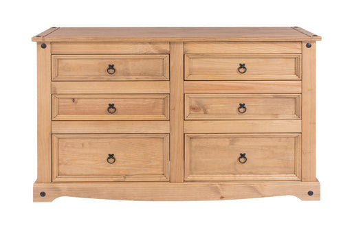 Corona 3+3 Drawer Wide Chest – Antique Waxed Pine - LuminexFurnitureChest of DrawersCR513