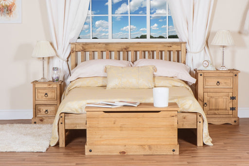 Corona 4'6" Slatted Low end Bedstead - White - LuminexFurnitureBedCRW460LE