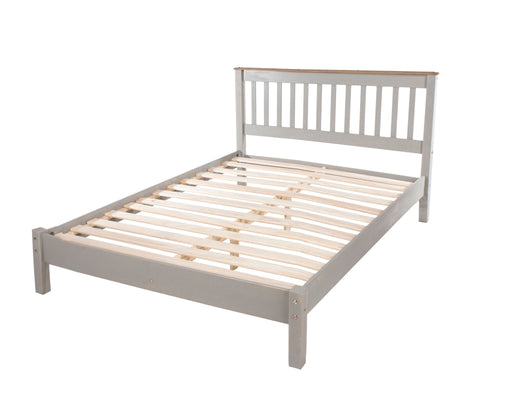 Corona 4'6" Slatted Lowend Bedstead - Grey Wax - LuminexFurnitureBedCRG460LE