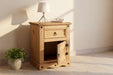 Corona Antique Waxed Pine 1 Door Bedside Cabinet - Luminex FurnitureBedside TableCR510