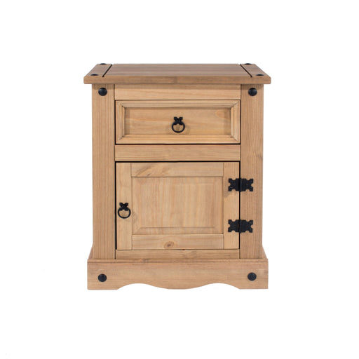 Corona Bedside Table 1 Door, Drawer Cabinet Antique Waxed Pine - LuminexFurnitureBedside TableCR510