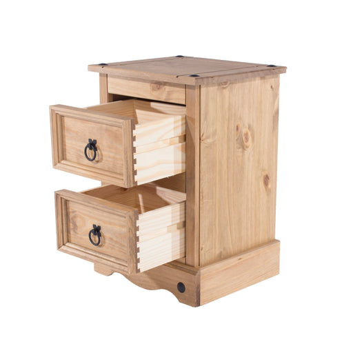 Corona Bedside Table 2 Drawer Petite Cabinet Antique Waxed Pine - LuminexFurnitureBedside TableCR509