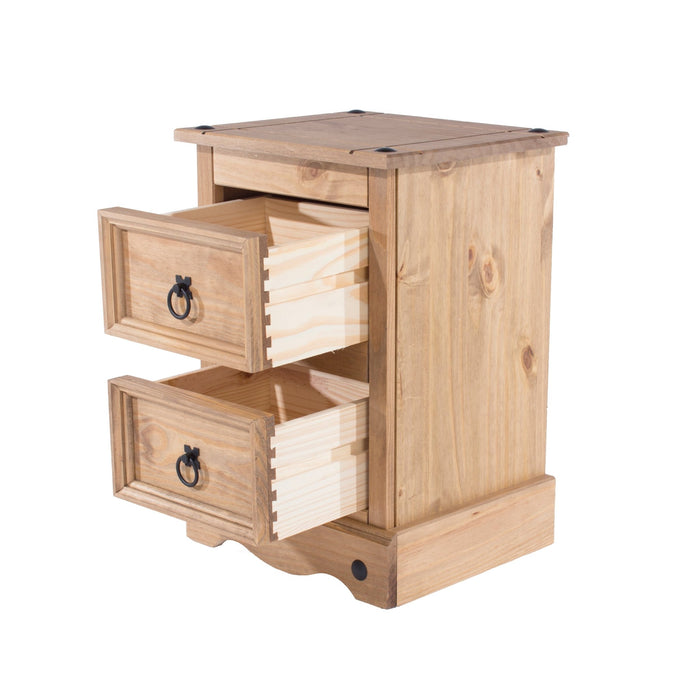 Corona Bedside Table 2 Drawer Petite Cabinet Antique Waxed Pine - LuminexFurnitureBedside TableCR509