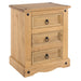 Corona Bedside Table 3 Drawer Cabinet Antique Waxed Pine - LuminexFurnitureBedside TableCR511