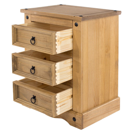 Corona Bedside Table 3 Drawer Cabinet Antique Waxed Pine - LuminexFurnitureBedside TableCR511