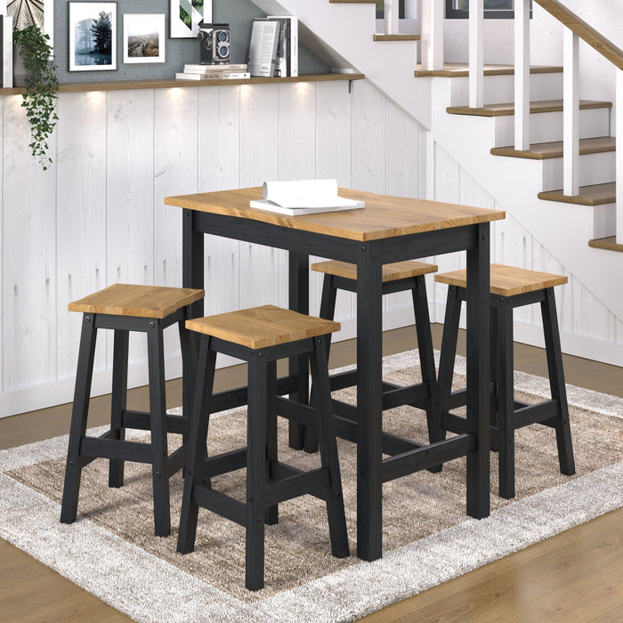 Corona Black Dining Set - High Breakfast Table & 2 Stools - LuminexFurnitureDining SetCRBTBSET22