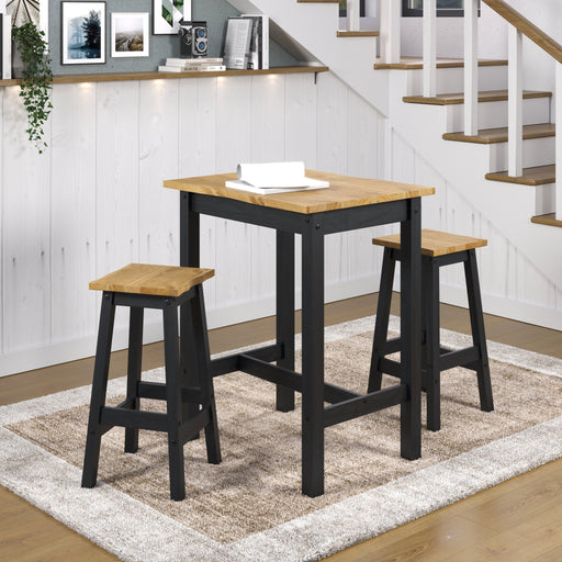 Corona Black Small High Dining Table & 2 Stools - LuminexFurnitureDining SetCRBTBSET21