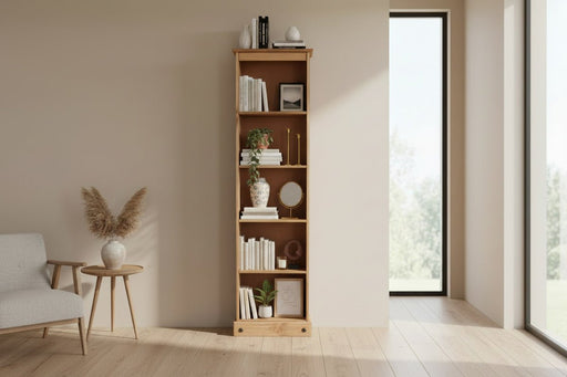 Corona Bookcase Antique Waxed Pine Tall Narrow - Luminex FurnitureBookcaseCR946