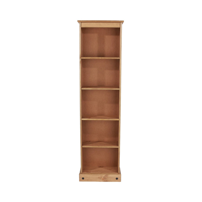 Corona Bookcase Antique Waxed Pine Tall Narrow - LuminexFurnitureBookcaseCR946