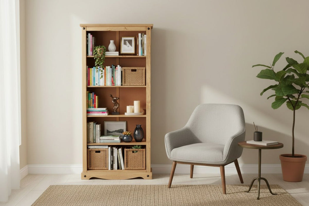 Corona Bookcase Antique Waxed Pine Tall - Luminex FurnitureBookcaseCR924