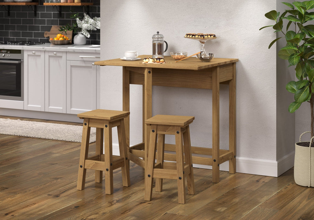 Corona Dining Set - Drop Leaf Table & 2 Stools - Pine - LuminexFurnitureDining SetCRTBSET4