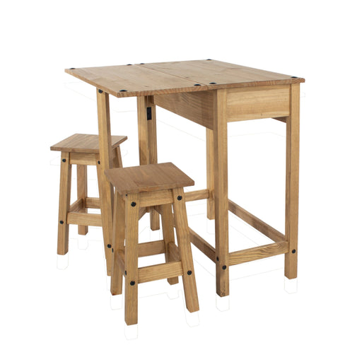 Corona Dining Set - Drop Leaf Table & 2 Stools - Pine - LuminexFurnitureDining SetCRTBSET4