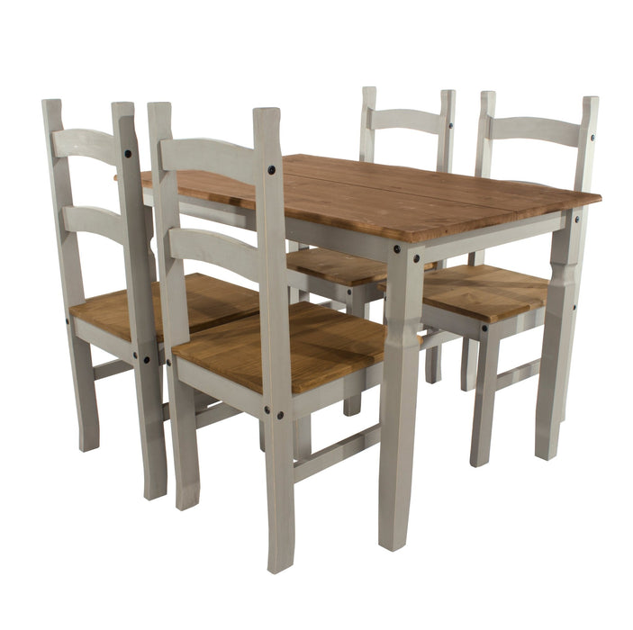 Corona Dining Set Rectangular Table with 4 Seater (Grey Wax) - LuminexFurnitureDining SetCRGTBSET3
