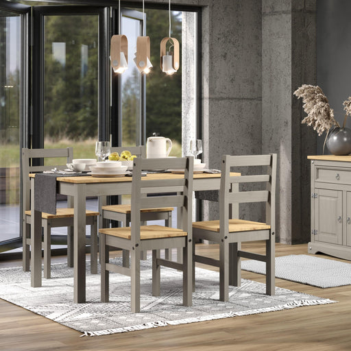 Corona Dining Set Rectangular Table with 4 Seater (Grey Wax) - LuminexFurnitureDining SetCRGTBSET3