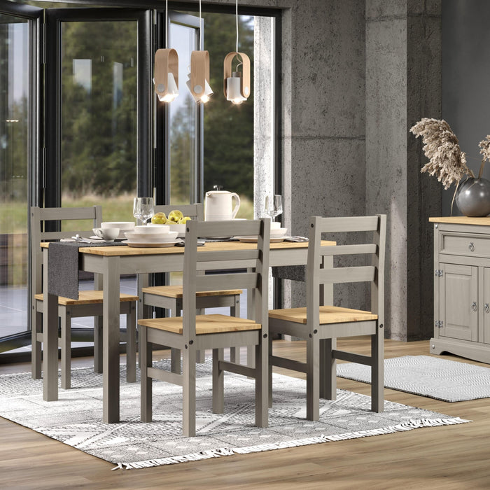 Corona Dining Set Rectangular Table with 4 Seater (Grey Wax) - LuminexFurnitureDining SetCRGTBSET3