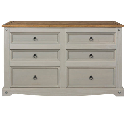 Corona Grey 3+3 Drawer Wide Chest – Grey Wax - LuminexFurnitureChest of DrawersCRG513