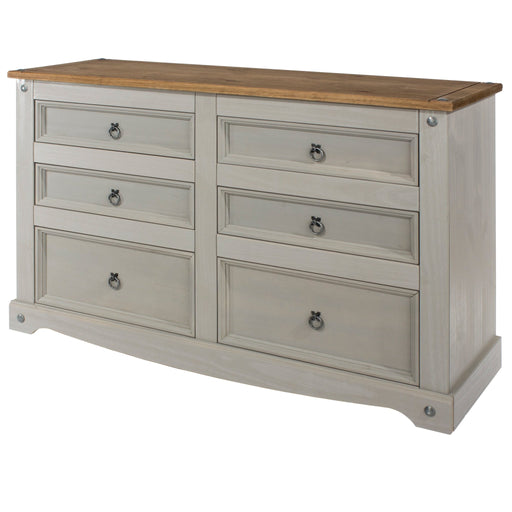 Corona Grey 3+3 Drawer Wide Chest – Grey Wax - LuminexFurnitureChest of DrawersCRG513
