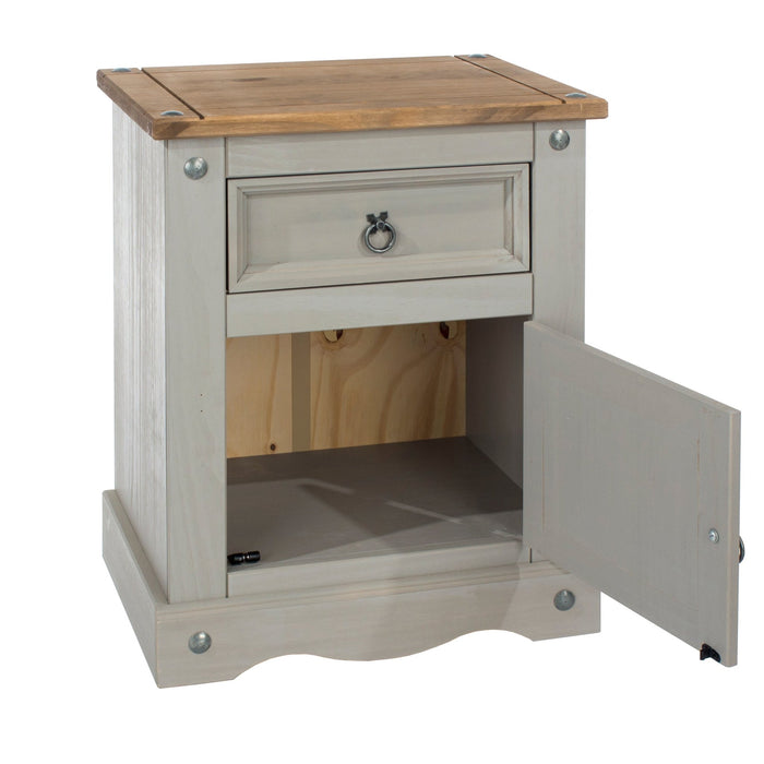 Corona Grey Bedside Table 1 Door, Drawer Cabinet - LuminexFurnitureBedside TableCRG510