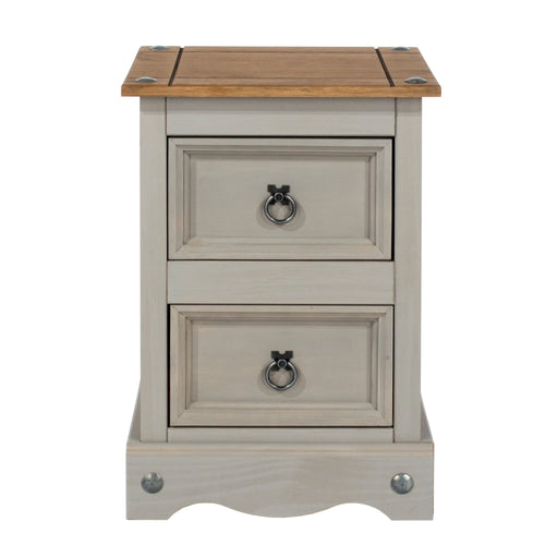 Corona Grey Bedside Table 2 Drawer Petite Cabinet Wax - LuminexFurnitureBedside TableCRG509