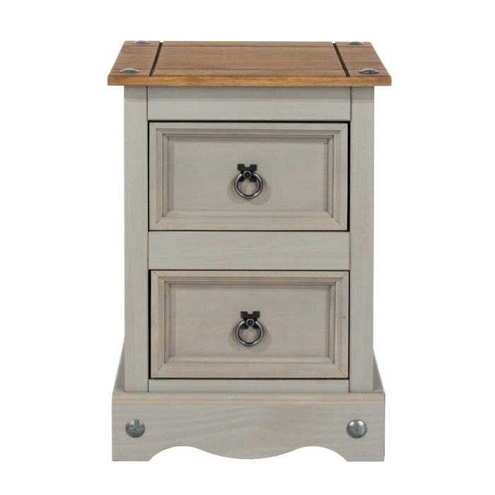 Corona Grey Bedside Table 2 Drawer Petite Cabinet Wax - LuminexFurnitureBedside TableCRG509