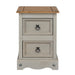 Corona Grey Bedside Table 2 Drawer Petite Cabinet Wax - LuminexFurnitureBedside TableCRG509