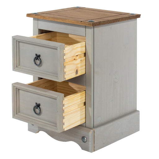 Corona Grey Bedside Table 2 Drawer Petite Cabinet Wax - LuminexFurnitureBedside TableCRG509