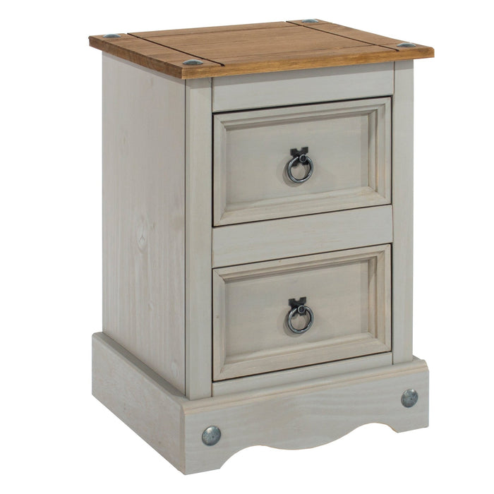 Corona Grey Bedside Table 2 Drawer Petite Cabinet Wax - LuminexFurnitureBedside TableCRG509