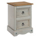 Corona Grey Bedside Table 2 Drawer Petite Cabinet Wax - LuminexFurnitureBedside TableCRG509