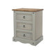 Corona Grey Bedside Table 3 Drawer Cabinet Wax - LuminexFurnitureBedside TableCRG511