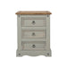 Corona Grey Bedside Table 3 Drawer Cabinet Wax - LuminexFurnitureBedside TableCRG511